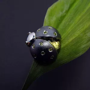 Брошь жук LITTLE BEETLE-FIREFLY / Брошь из титана