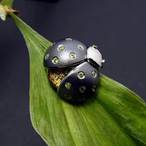 Брошь жук LITTLE BEETLE-FIREFLY / Брошь из титана